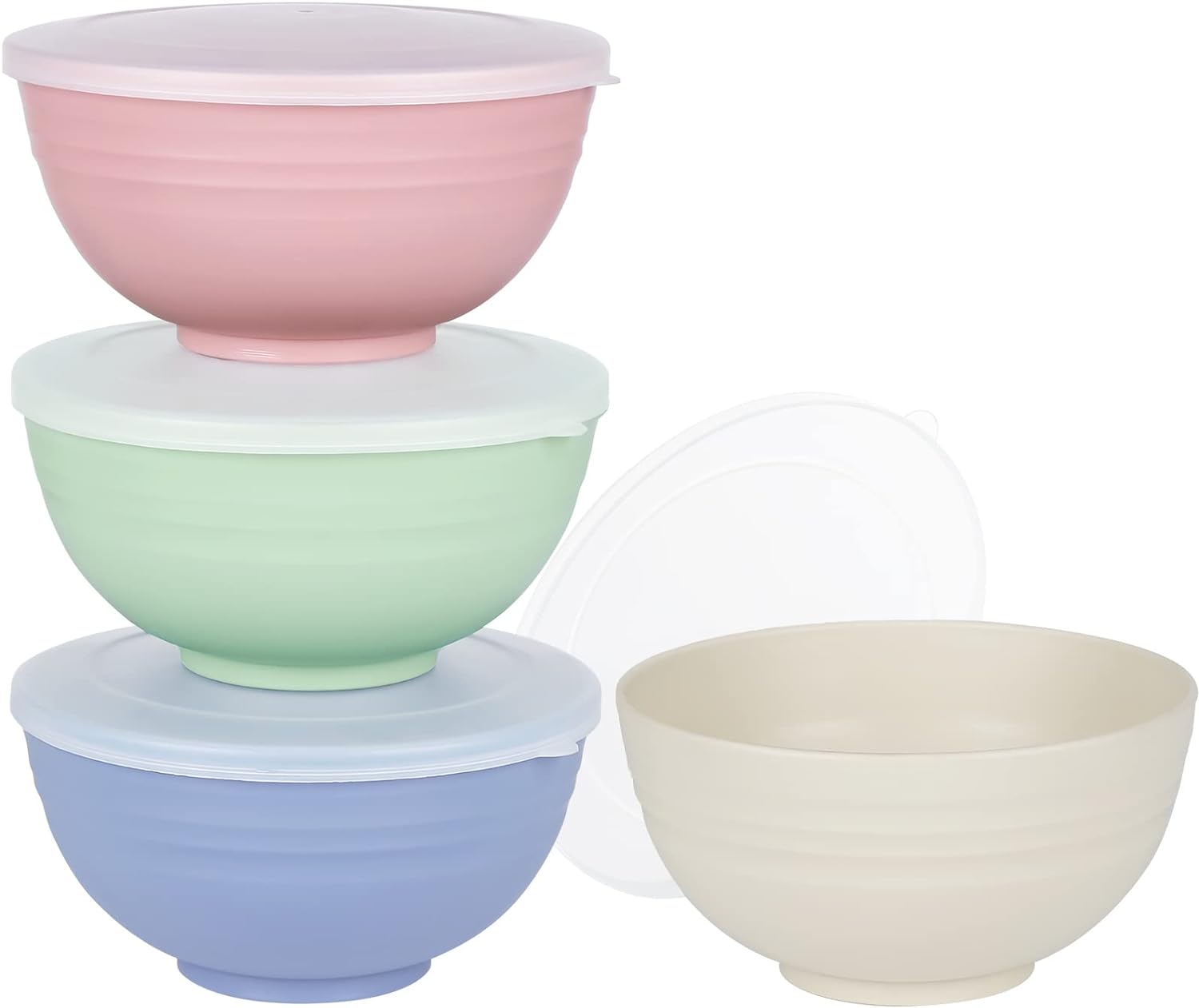 Greentainer Unbreakable Large Cereal Bowls with lids- 24 OZ Plastic Lightweight...