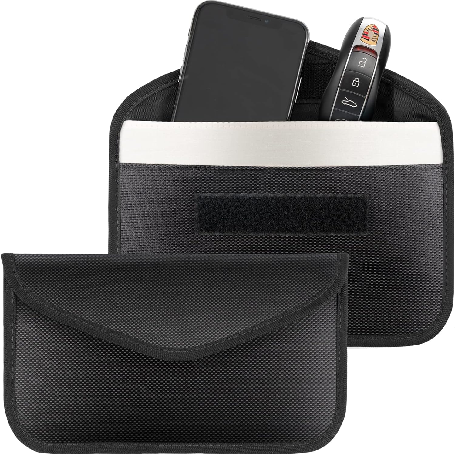 2 Pack Faraday Bags For Car Keys and Cell Phone, Signal Blocking Key Pouch, Anti...