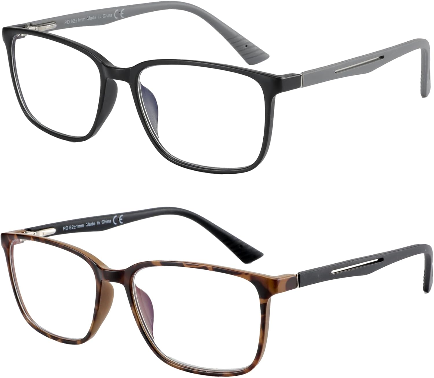 ZENOTTIC 2 Pack Blue Light Blocking Glasses,Reading Glasses for Men Square Frame...