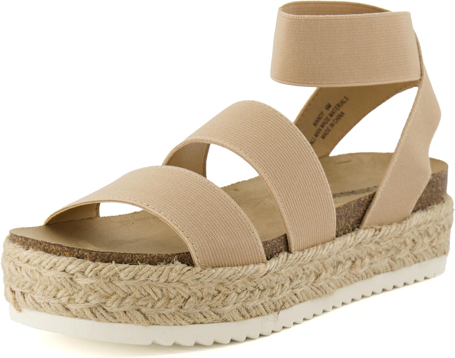 Women's Mandy Cork Espadrille Platform Sandal, Special Strappy Wedge with Arch S...