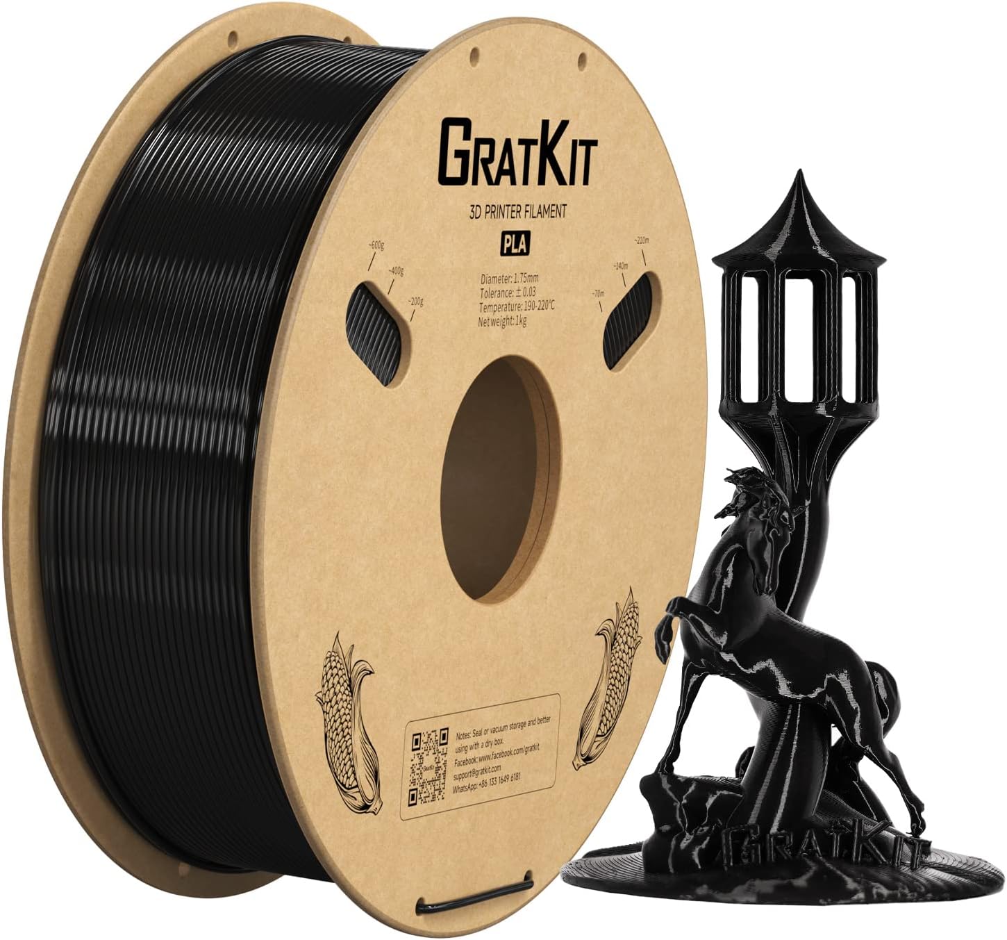 GratKit PLA 3D Printer Filament 1.75mm 1KG,3D Filament Dimensional Accuracy +/-...