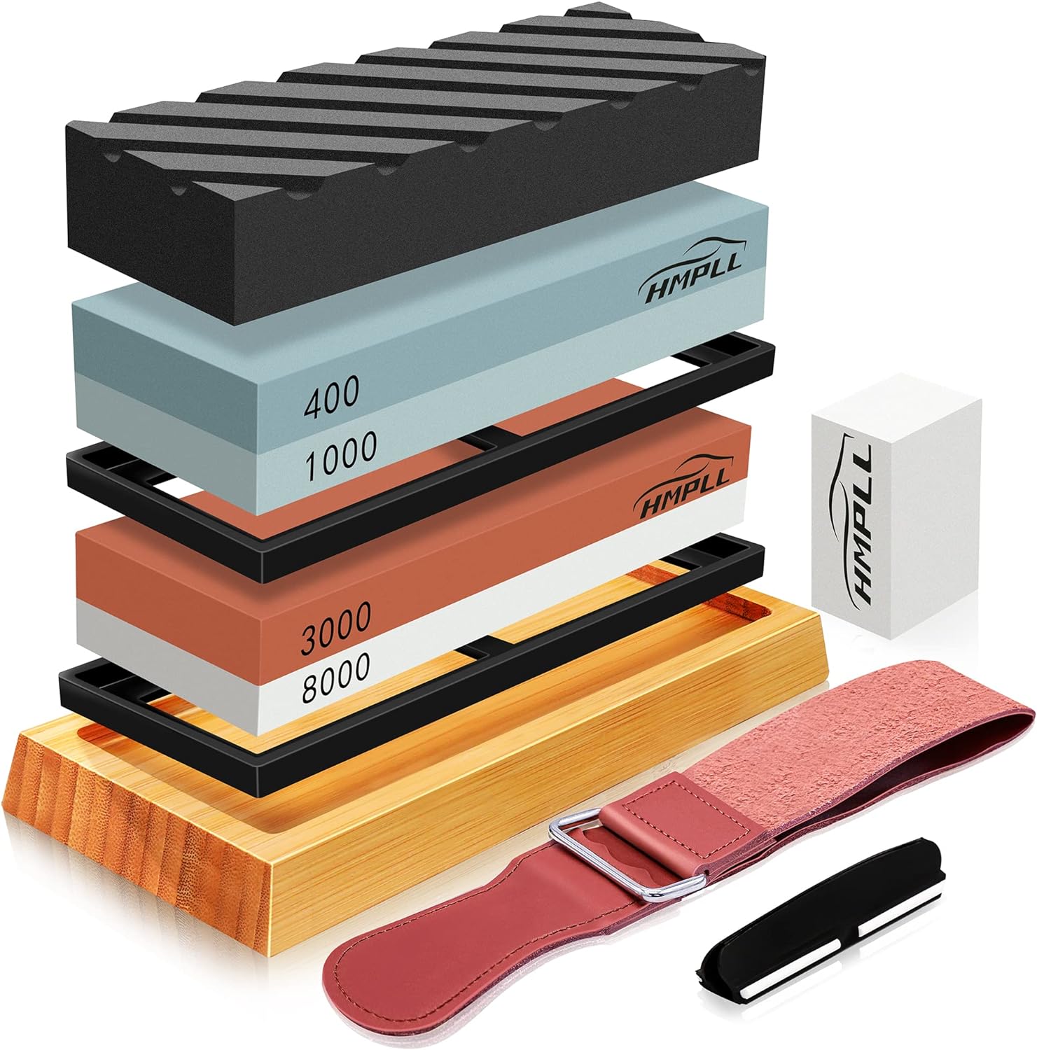 Knife Sharpening Stone Set, HMPLL Whetstone Knife...