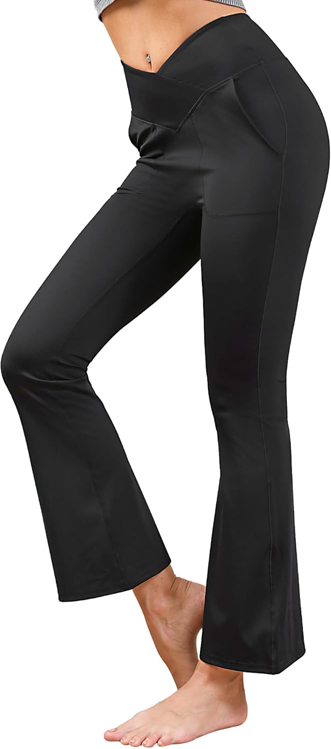lemonsky Women's Flare Yoga Pant Cossover High Waisted Workout Casual Bootcut Le...