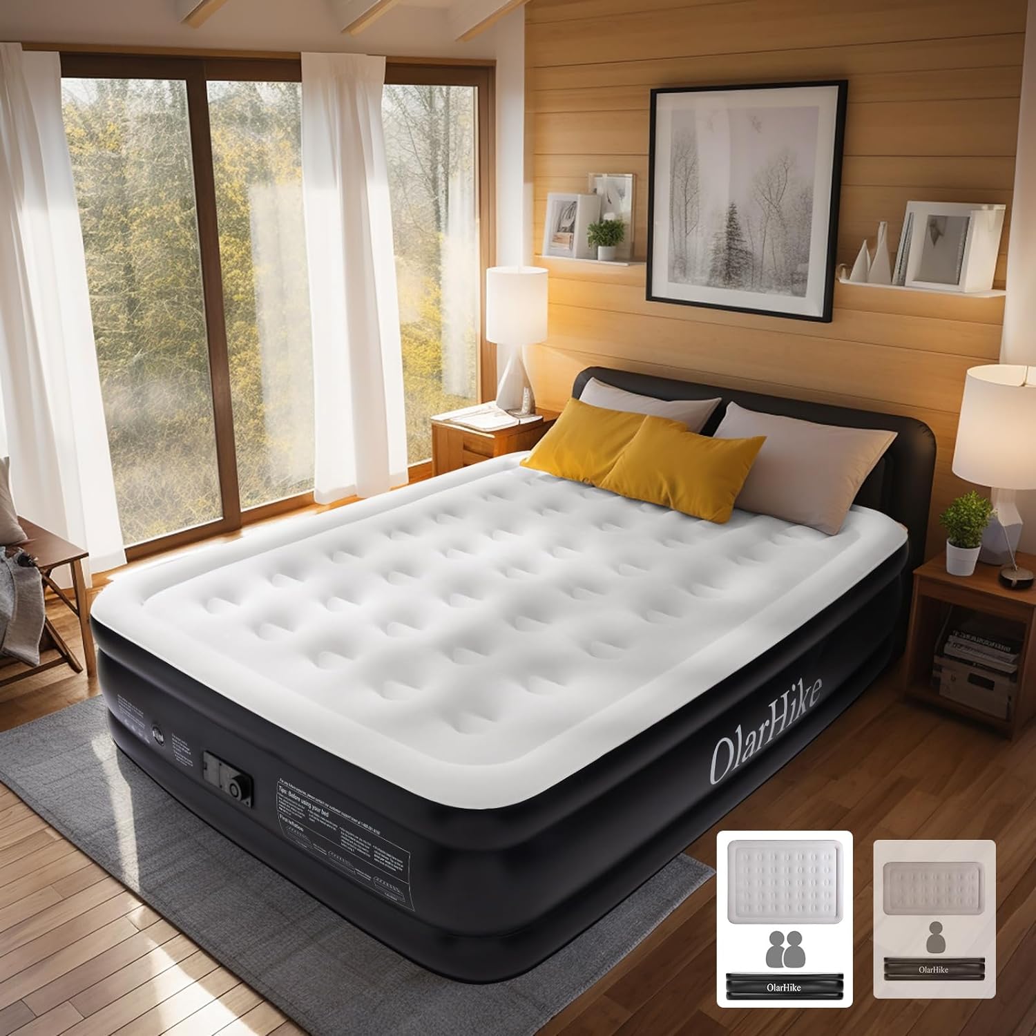 OlarHike Inflatable Air Mattress, Air Bed with Built-in Electric Pump, King Blow...