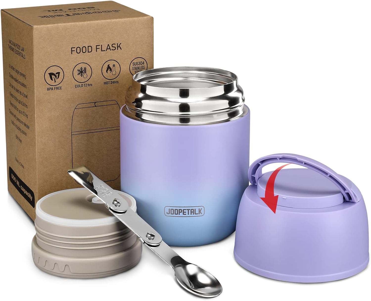 17 oz Insulated Lunch Containers Hot Food Jar, Wide Mouth Lunch Thermo for Hot F...