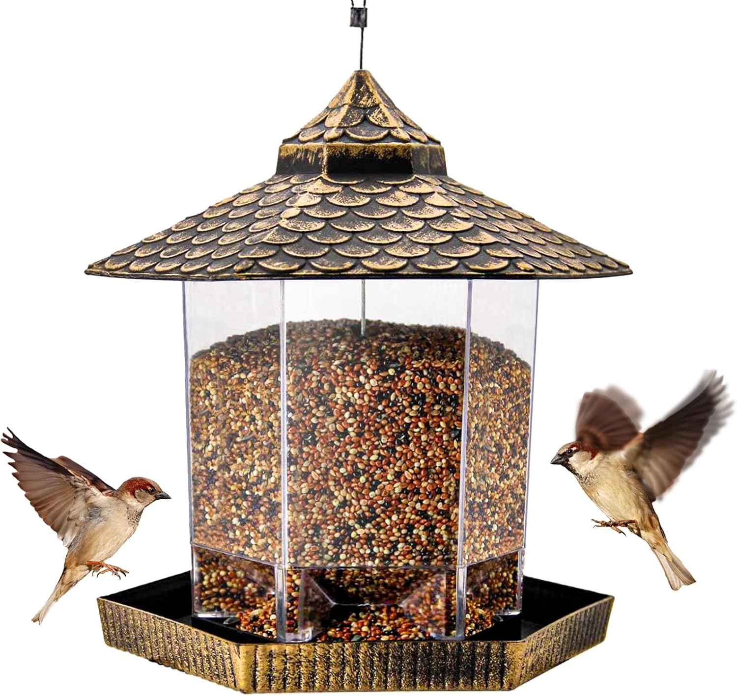 Twinkle Star Wild Bird Feeder Hanging for Garden Yard Outside Decoration, Hexago...