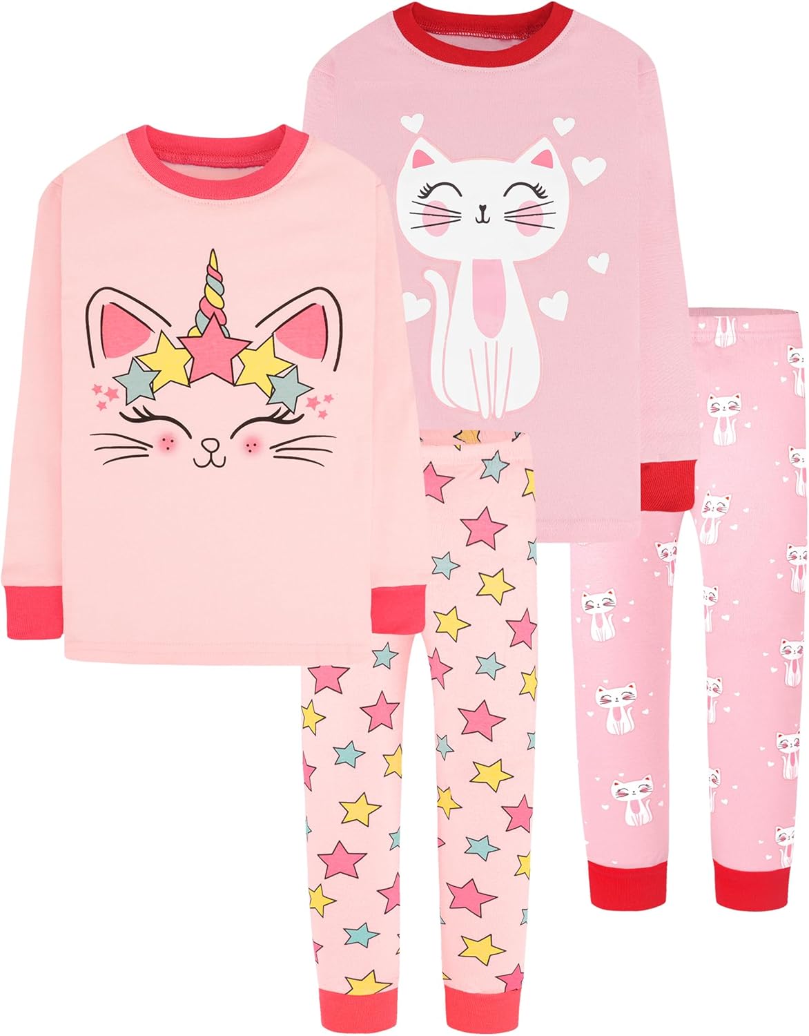 DAUGHTER QUEEN Pajamas, Special 4 Pieces Cotton Pajamas for Girls, High-Quality...