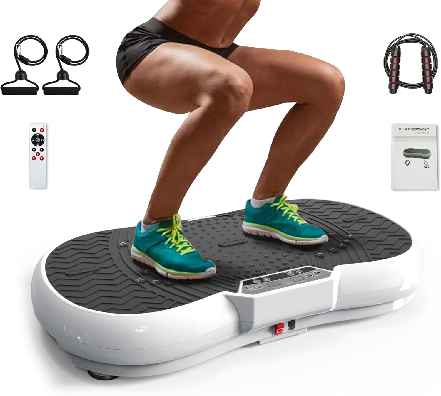 bigzzia Vibration Platform with Rope Skipping, Whole Body Workout Vibration Fitn...