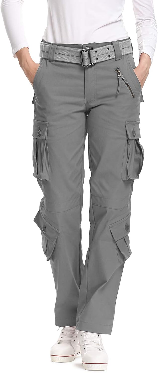 Aeslech Womens Cotton Casual Stretchy Cargo Work Combat Trousers Camo Tactical P...