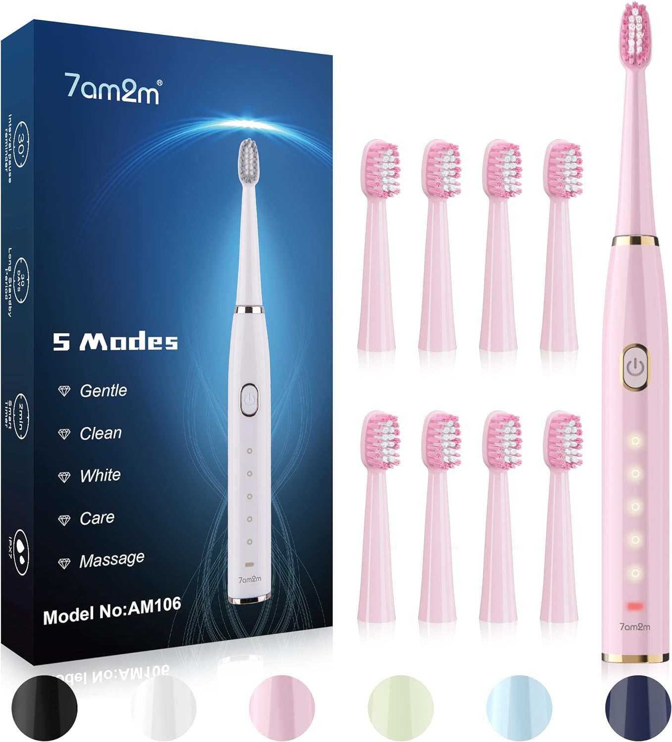 7AM2M Sonic Electric Toothbrush for Adults and Kids- High Power Rechargeable Too...