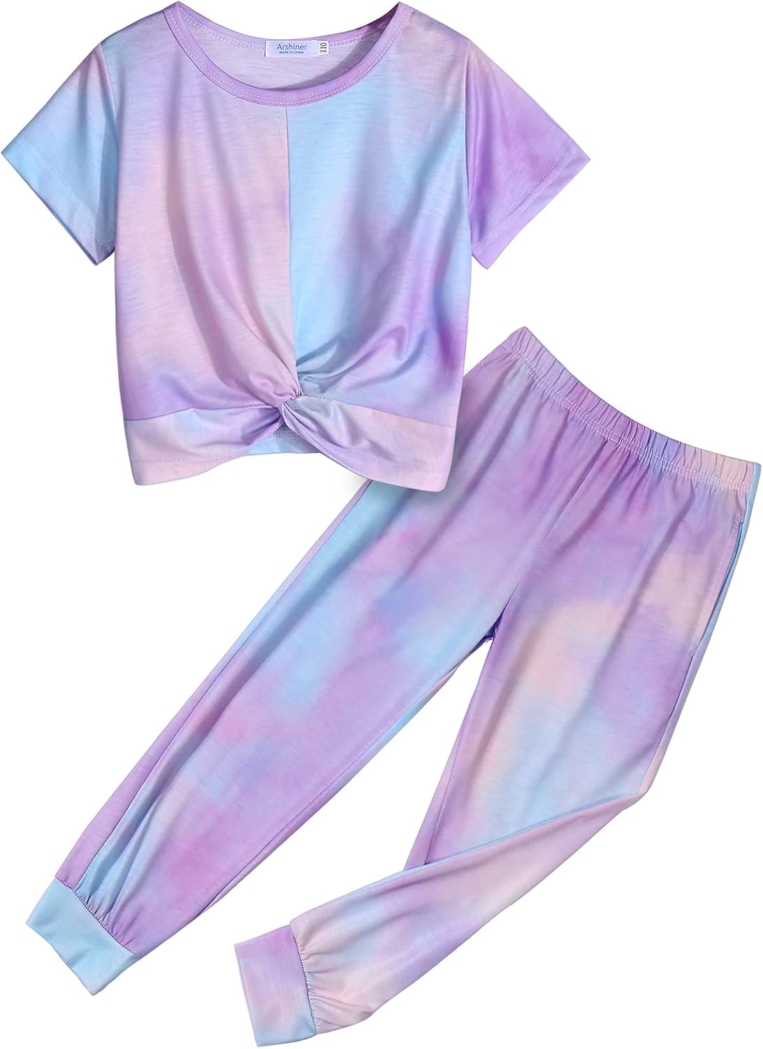 Arshiner Girls Clothing Sets Tie Dye Twist Front Tops & Sweatpants Outfits Sport...