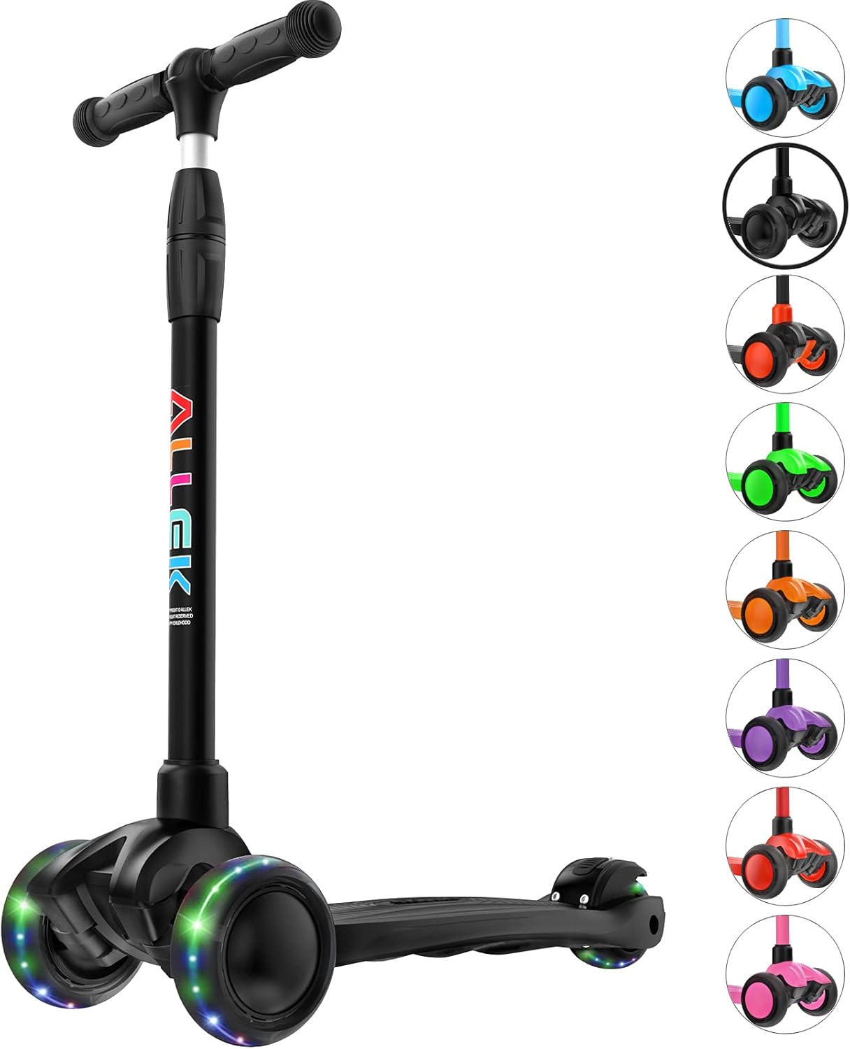 Allek Kick Scooter B03, Lean 'N Glide 3-Wheeled Push Scooter with Extra Wide PU...