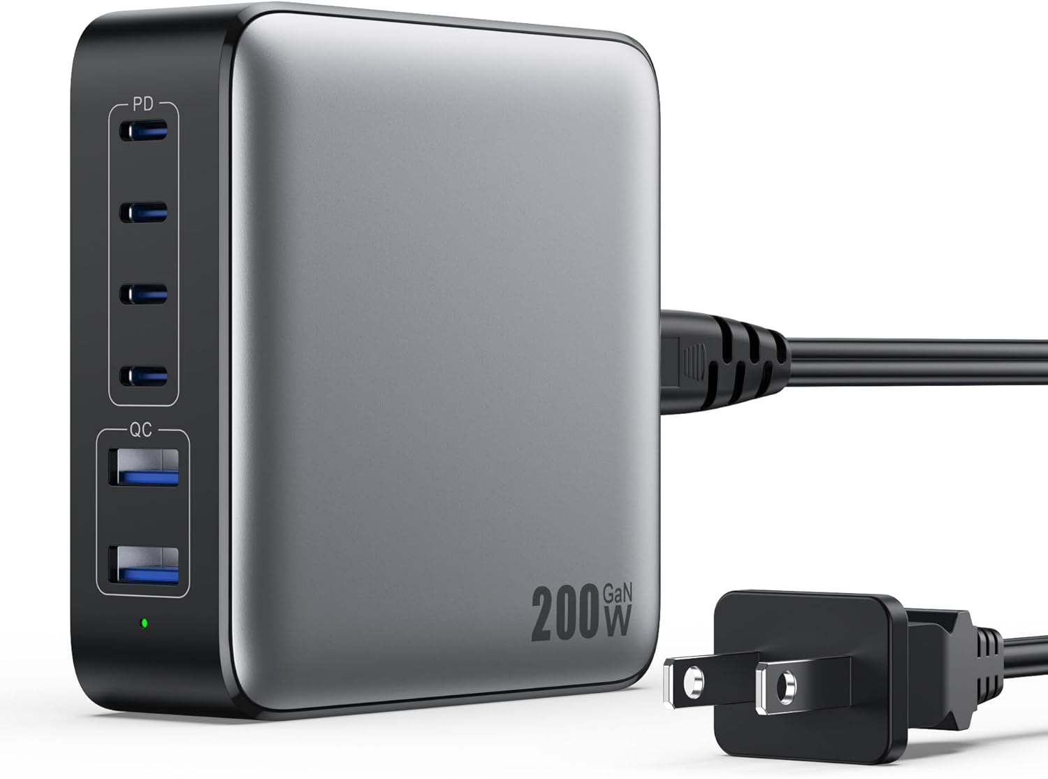 USB C Charger Block 200W,[2024 Upgraded] GaN III 6 Port Fast Charging Station Hu...