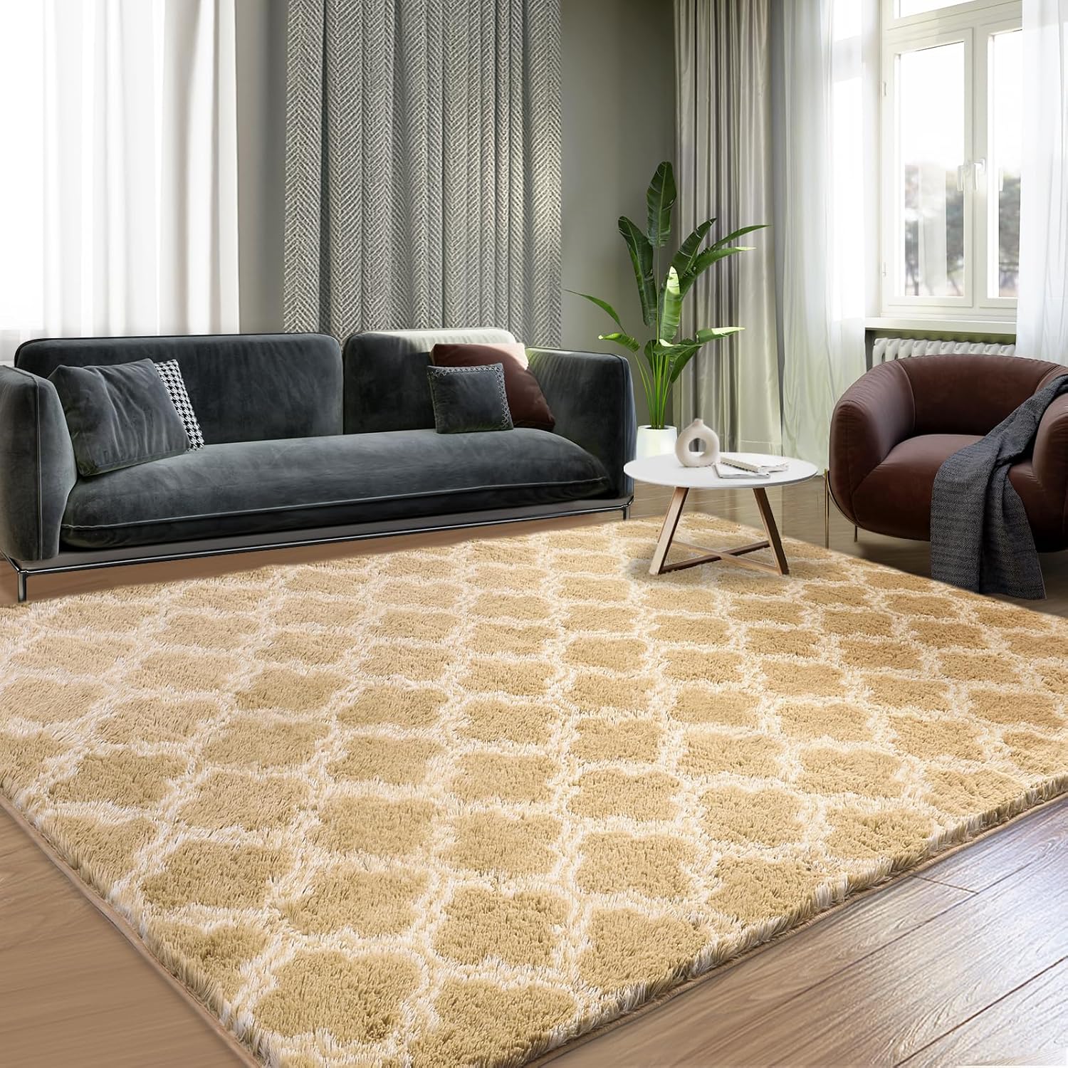 Area Rugs 8x10, Shag Rugs for Living Room, High Pile Fluffy Carpet for Bedroom,...