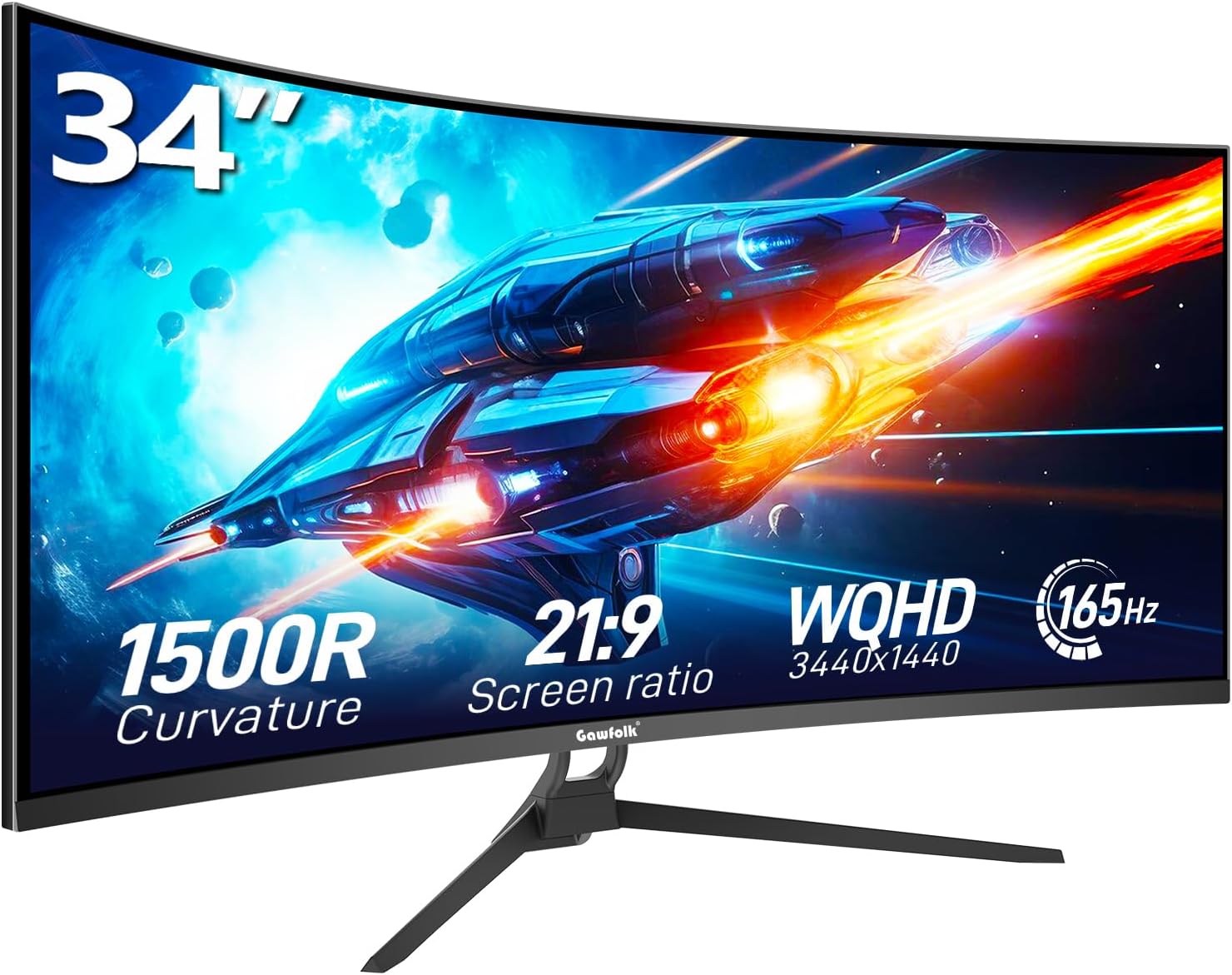 34 Inch Ultrawide Curved Gaming Monitor, Special 1500R PC Screen for 165hz UWQHD...