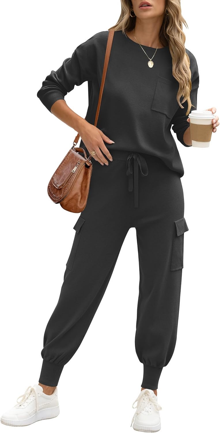 Caracilia Women's Two Piece Outfits Sweater Sets Long Sleeve Knit Tops Matching...
