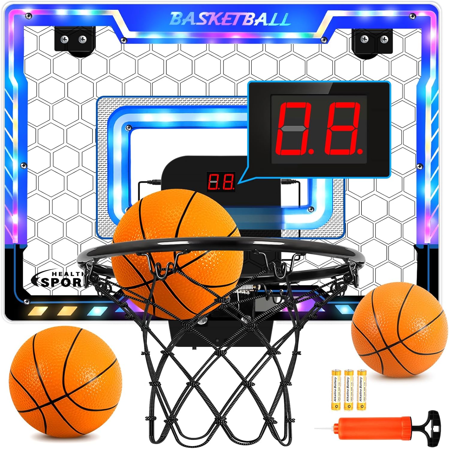 AOKESI Mini Basketball Hoop, Unique Indoor Basketball Hoop with Scorer and Batte...