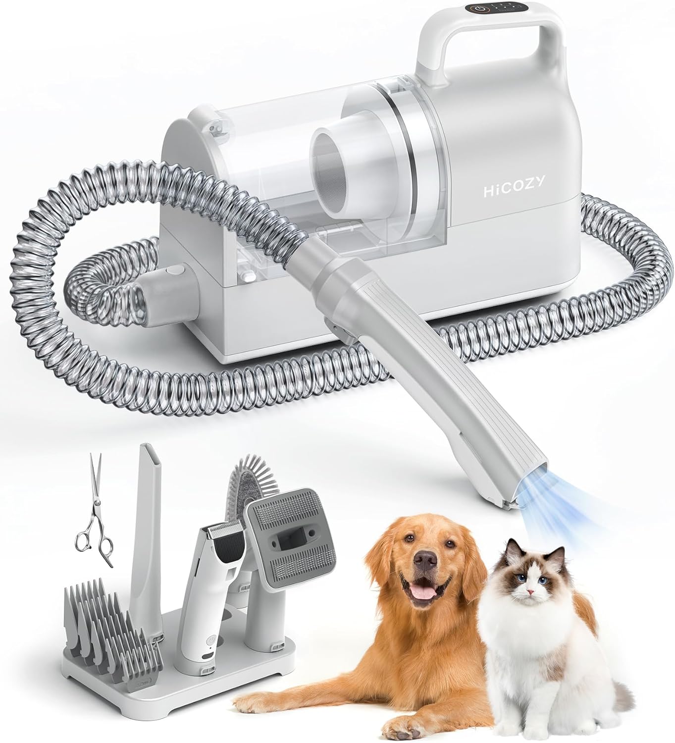 Hicozy S1+ Dog Grooming Vacuum, 12000Pa Minimum 50dB Quiet Dog Vacuum for Sheddi...