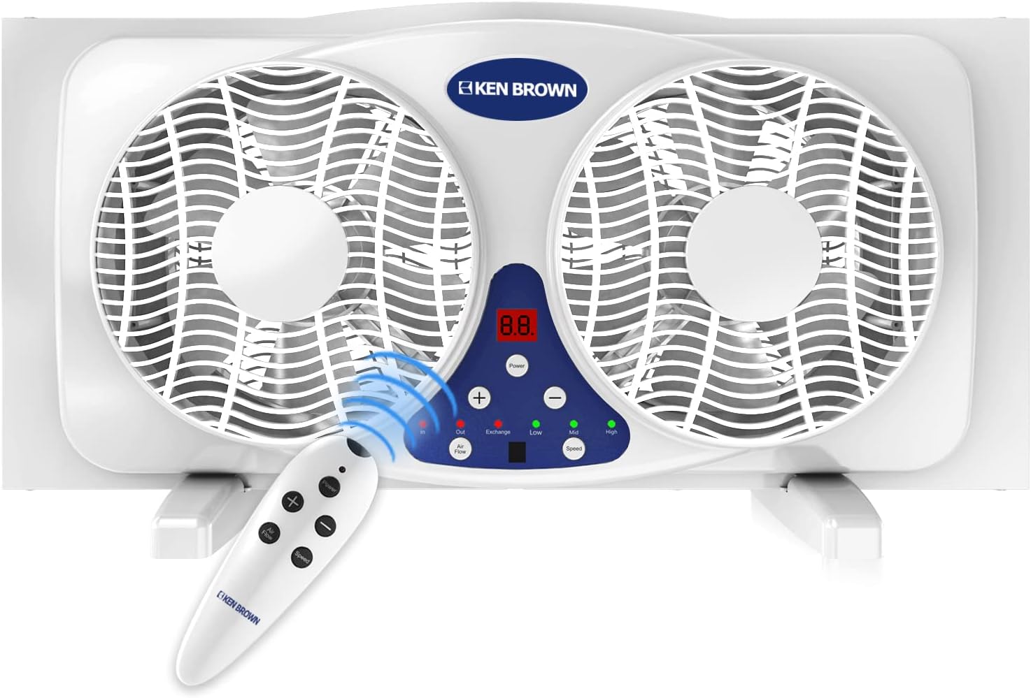 KEN BROWN 9 Inch Window Fan with Remote Control, 3-Speed Reversible Air Flow and...