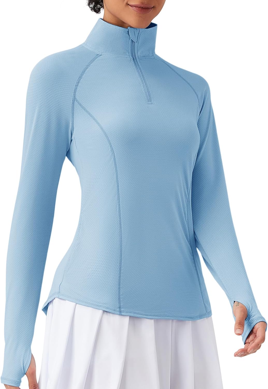 IECCP Women UPF 50+ Cool Shirts Lightweight Pullover 1/4 Zip Long Sleeve Sun Pro...