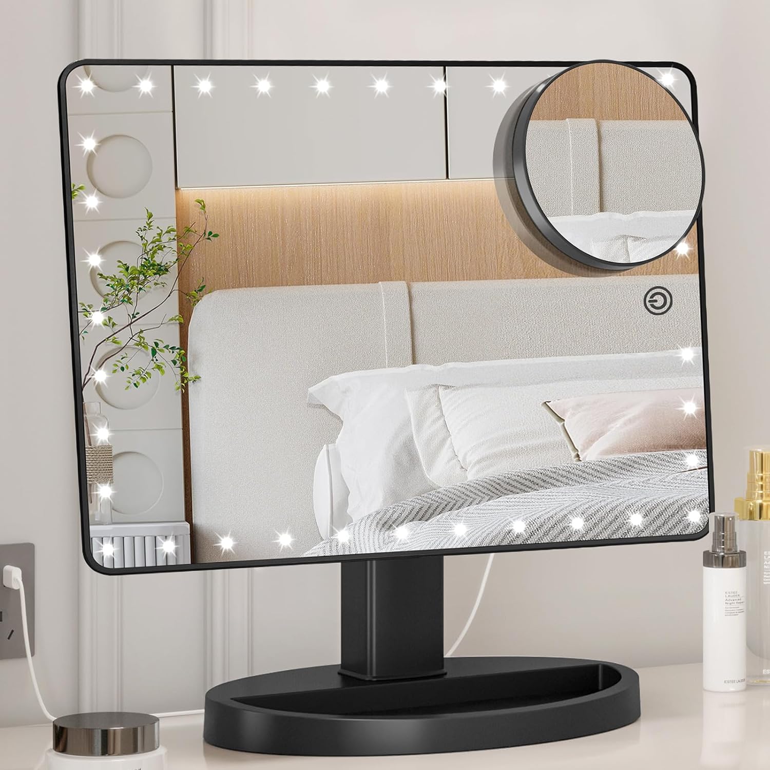 FUNTOUCH Large Lighted Vanity Makeup Mirror, Special Mirror with 35 LED Lights,...