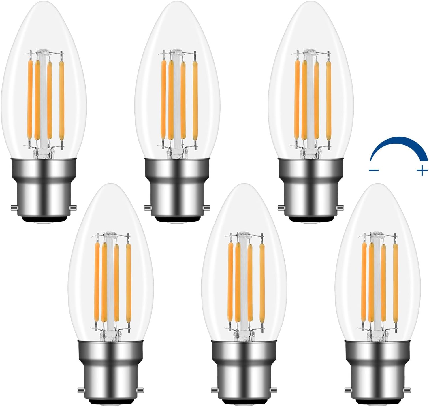 Akynite B22 Bayonet LED Candle Bulbs, Special LED Candle Bulbs Dimmable Warm Whi...