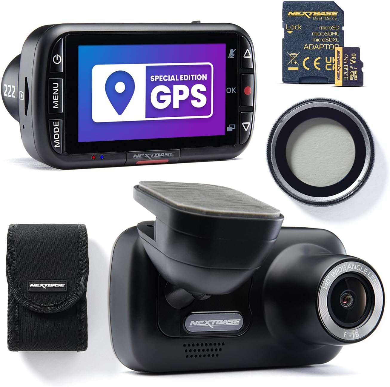 Nextbase 222G GPS Car Dash Cam - 1080p/30fps HD 140° Recording Car Camera Dash C...