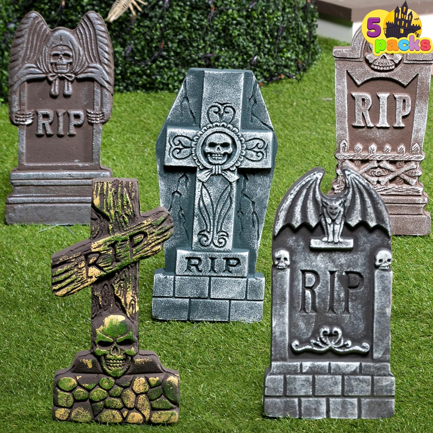 JOYIN 17” Halloween Foam Graveyard Tombstones, Special Yard Sign Headstone Decor...