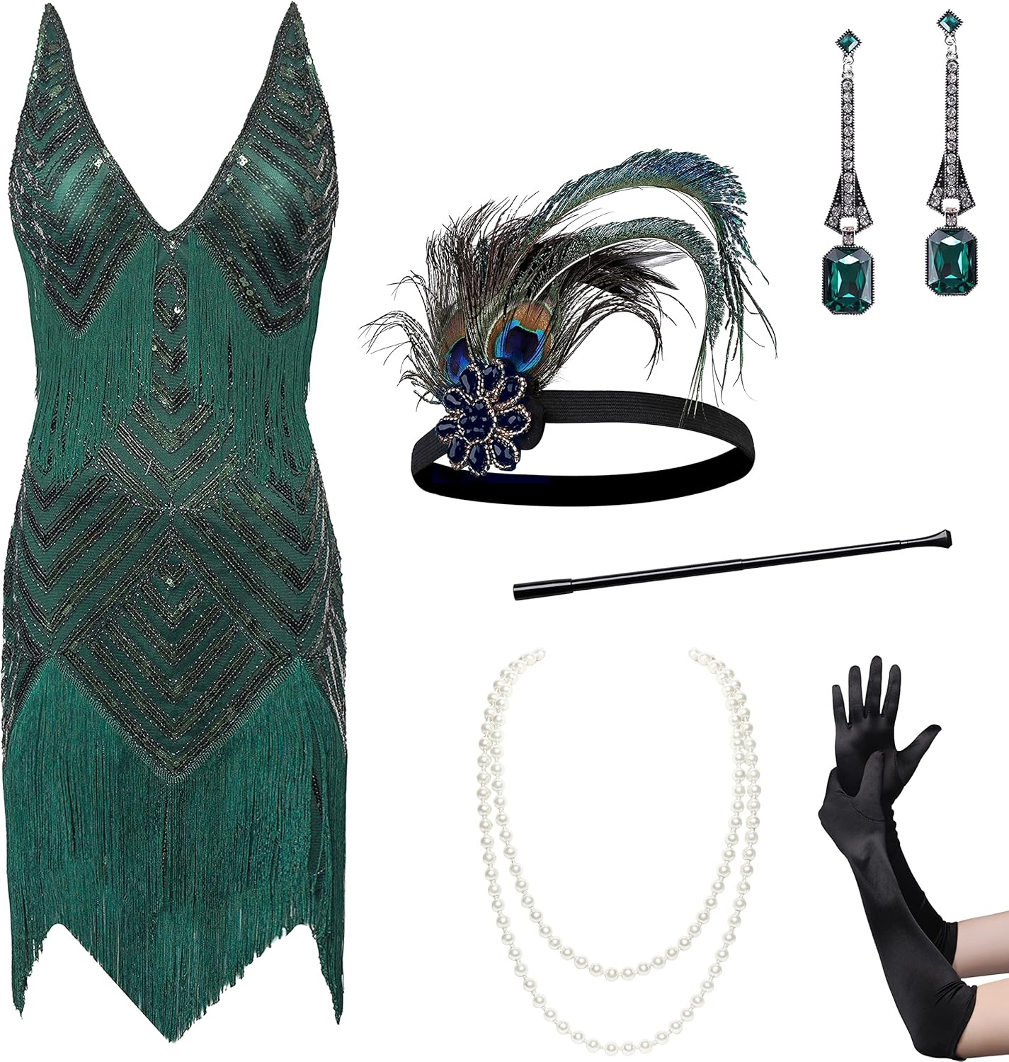 BABEYOND Women's 1920s Flapper Dress V Neck Slip Dress Roaring 20s Great Gatsby...