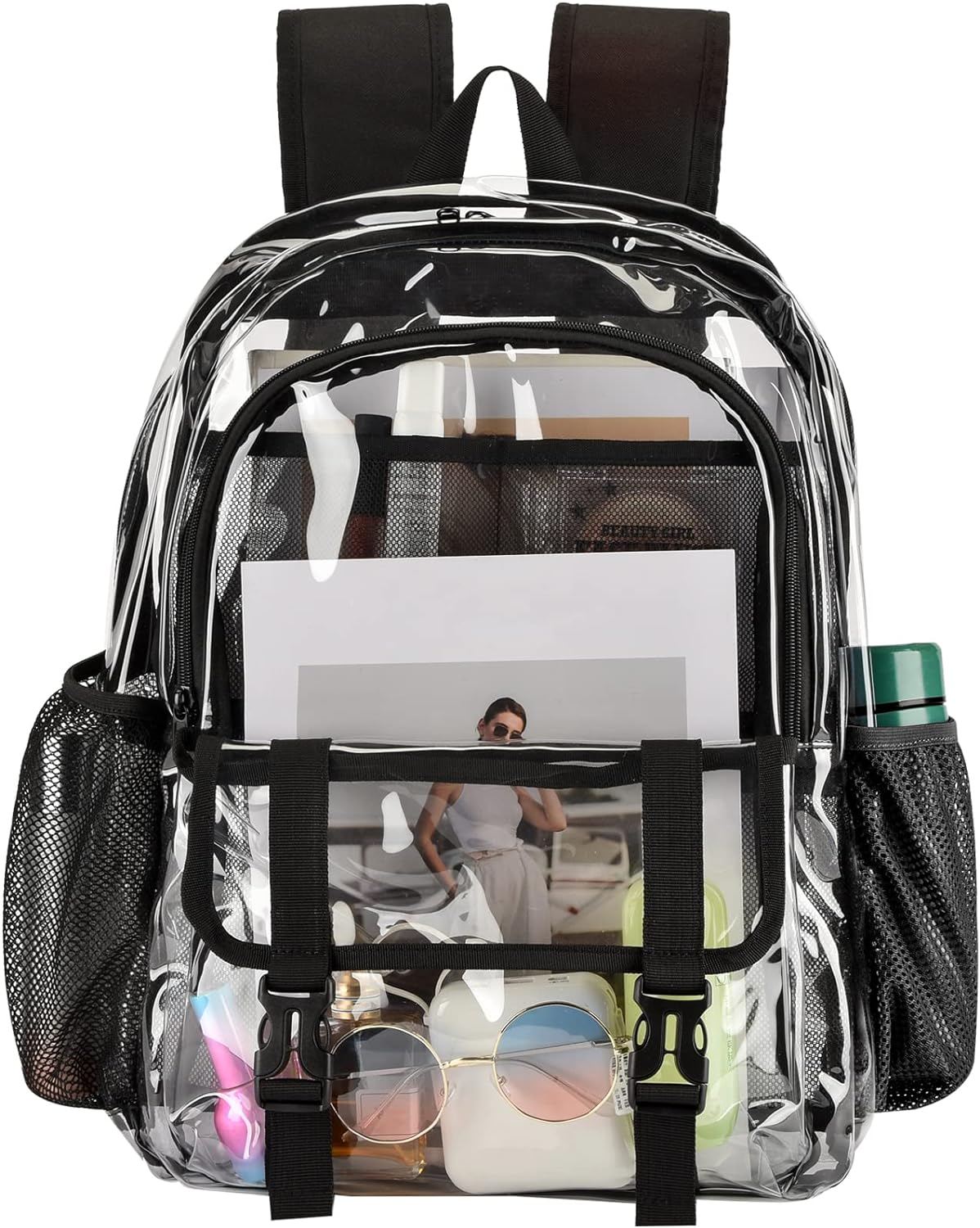 Clear Backpack, Large Clear Bag Stadium Approved Heavy Duty PVC Transparent See...