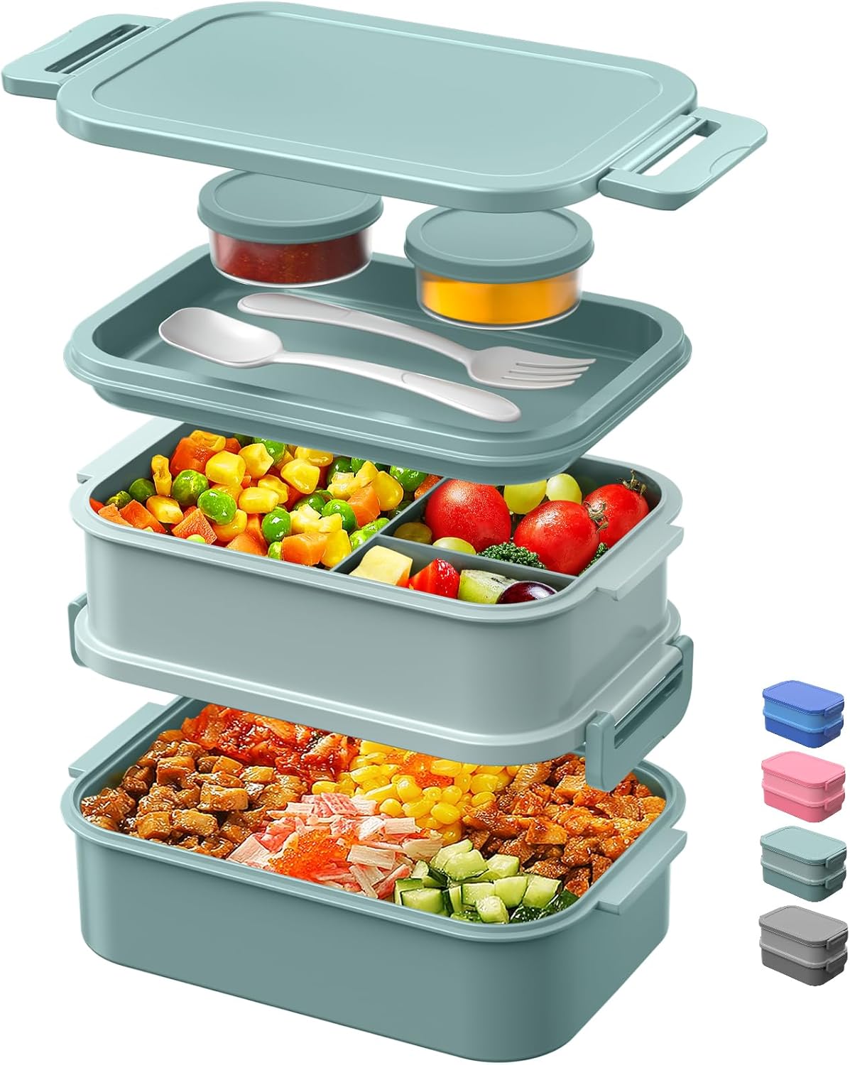 DaCool Lunch Box Adults Bento Box 74 OZ All-in-One Stackable Lunch Box Container...