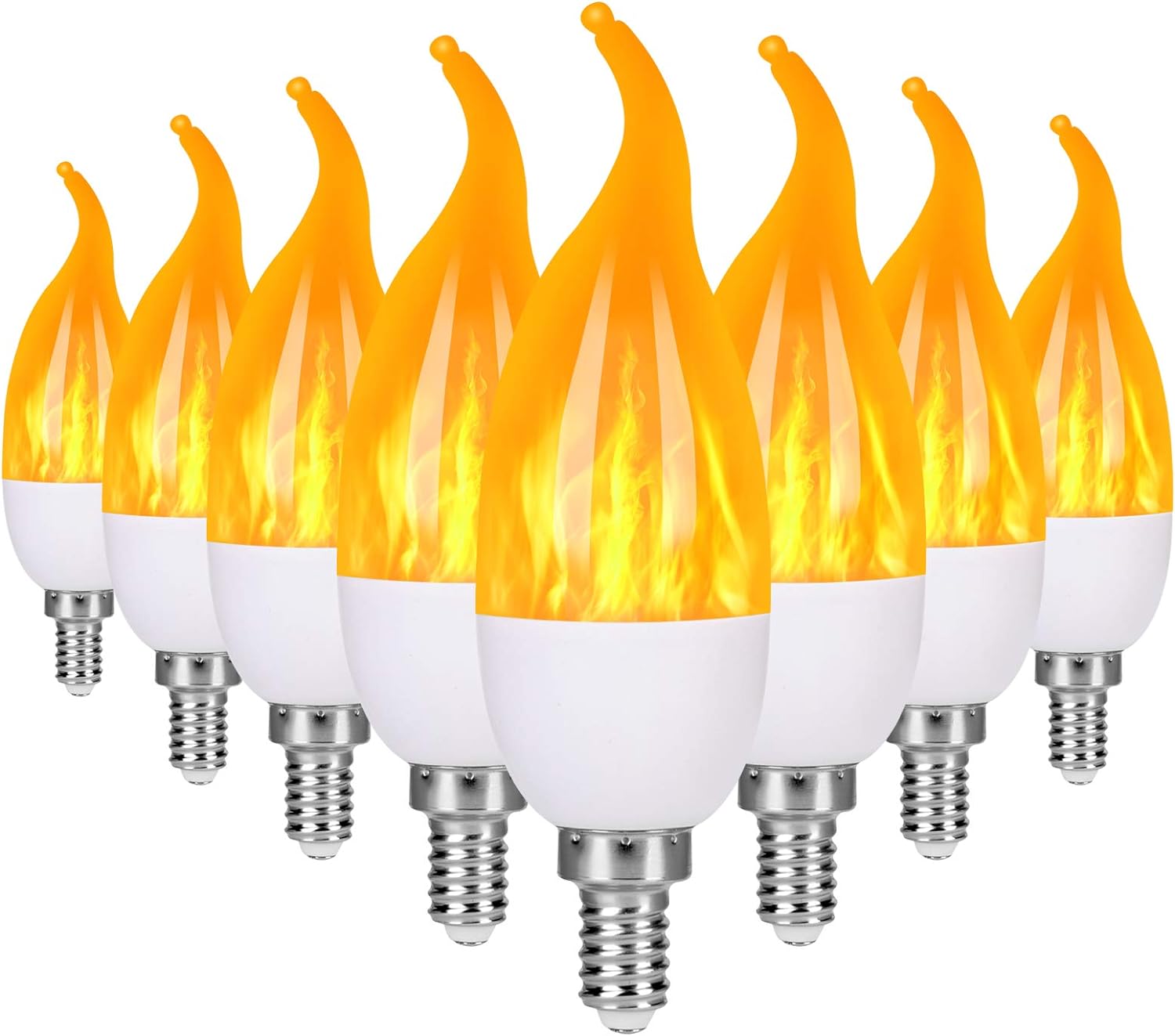 E12 LED Flame Light Bulbs, 3 Modes Flickering Light Bulbs, Candelabra Candle Fir...
