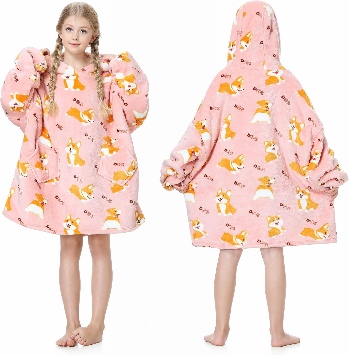 MOKANI Oversized Blanket Hoodie Kids, Wearable Extra Long Blanket for Girls Boys...