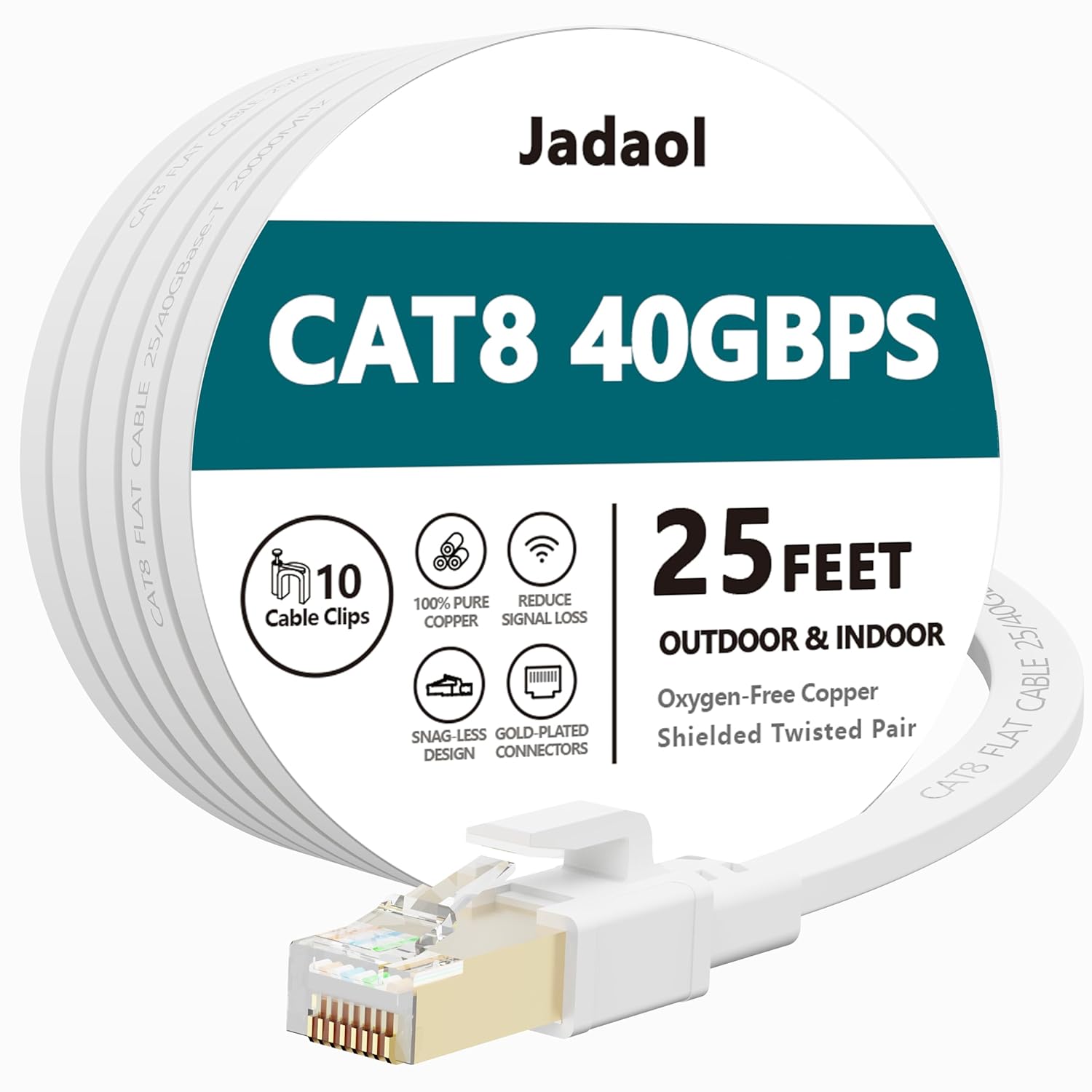 Cat8 Ethernet Cable, Outdoor&Indoor, 25 FT Heavy Duty High Speed Cat 8 LAN Netwo...
