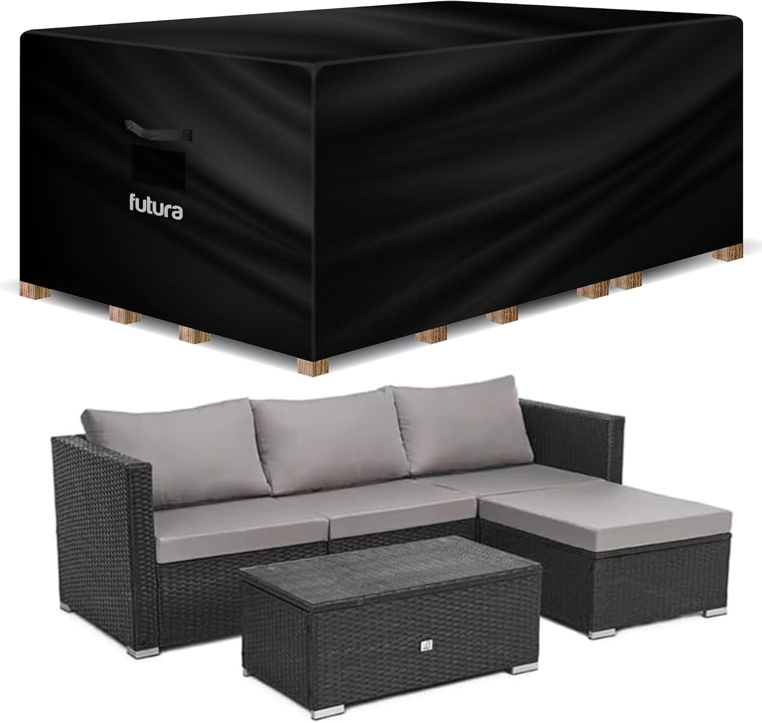 Futura Rectangular Garden Furniture Covers Waterproof 250x210x90cm, 420D Oxford...