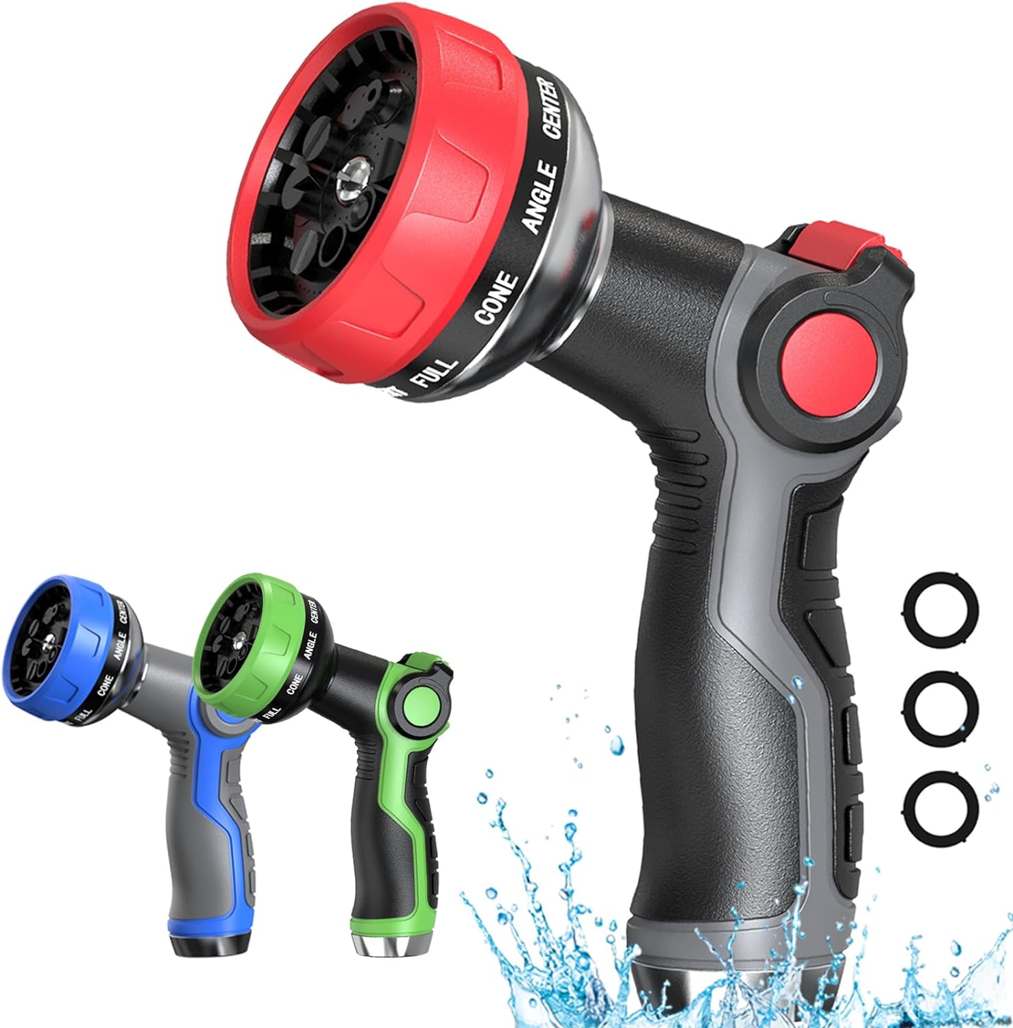 Hose Nozzle 10 Adjustable Patterns Garden Hose Nozzle Premium High Pressure Wate...