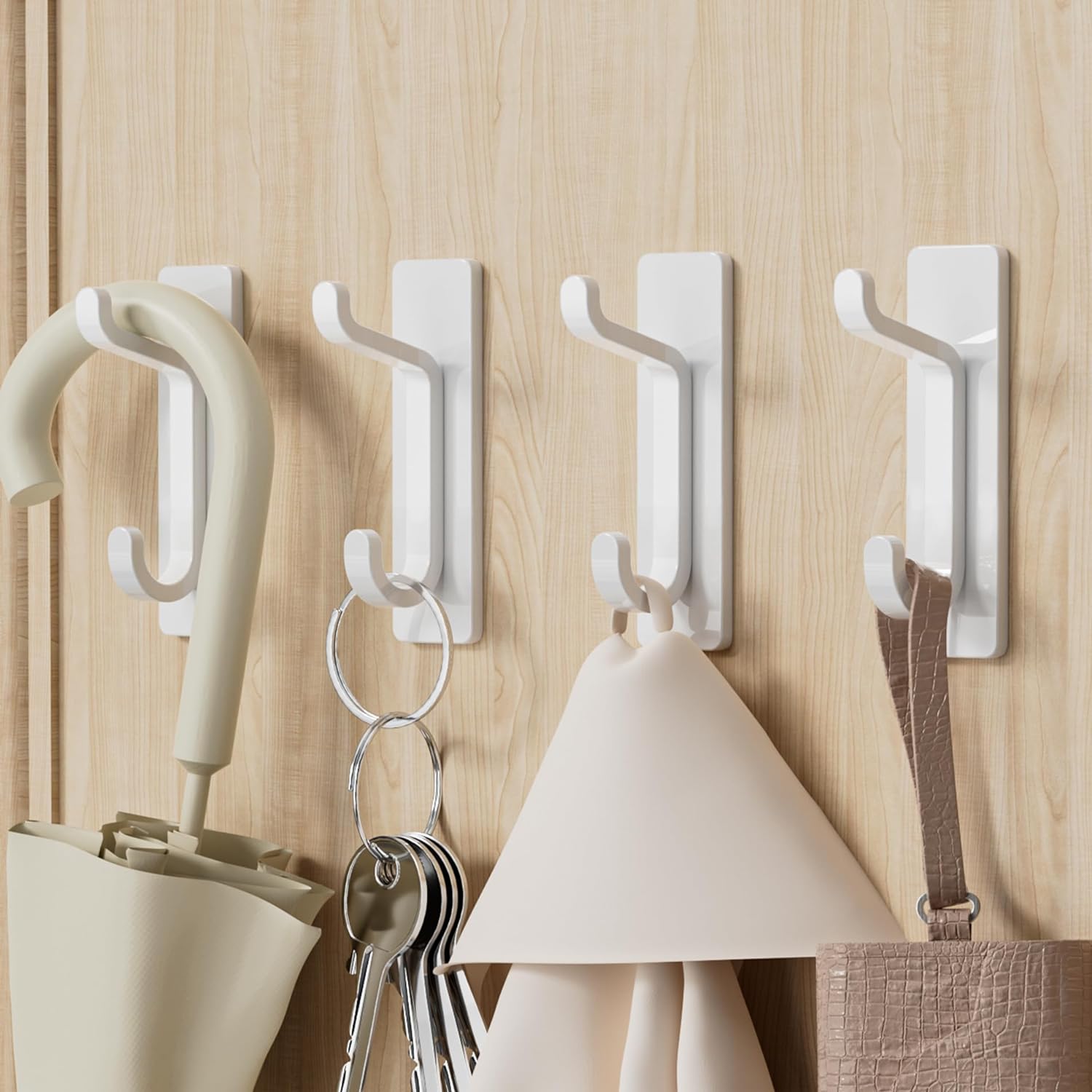 Stick on Hooks for Hanging, Extra Sticky 6KG (Max), Metal Stainless Coat Hook on...
