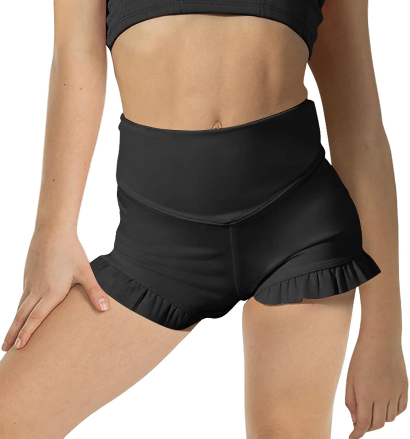 rrhss Girls Athletic Ruffle Shorts High Waisted Yoga Dance Shorts Comfy Workout...