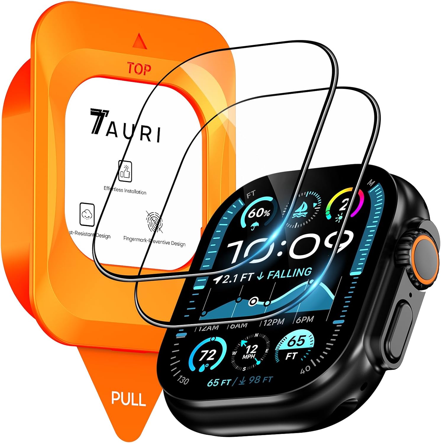 TAURI 2 Pack Designed for Apple Watch Ultra 2 Screen Protector 49mm, [2-Step Aut...