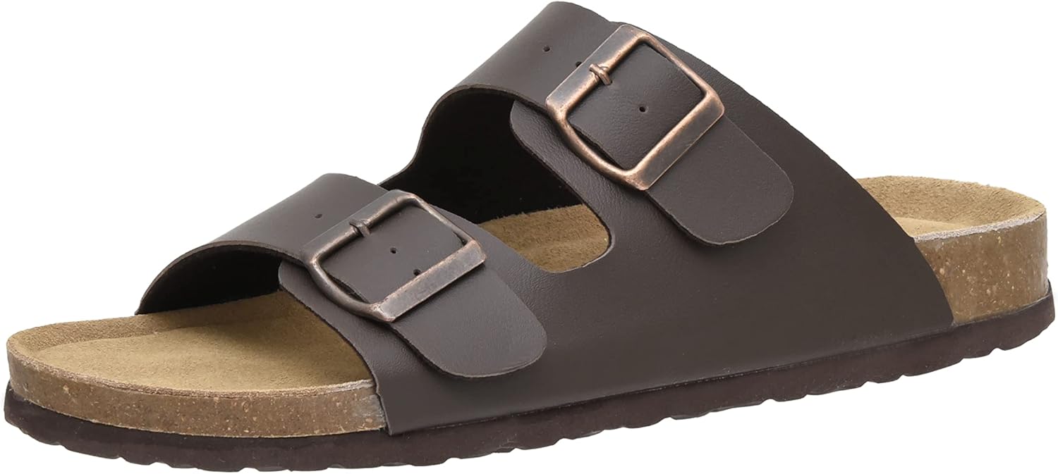 CUSHIONAIRE Men's Lane Cork footbed Sandal with Adjustable Buckle Straps +Comfor...