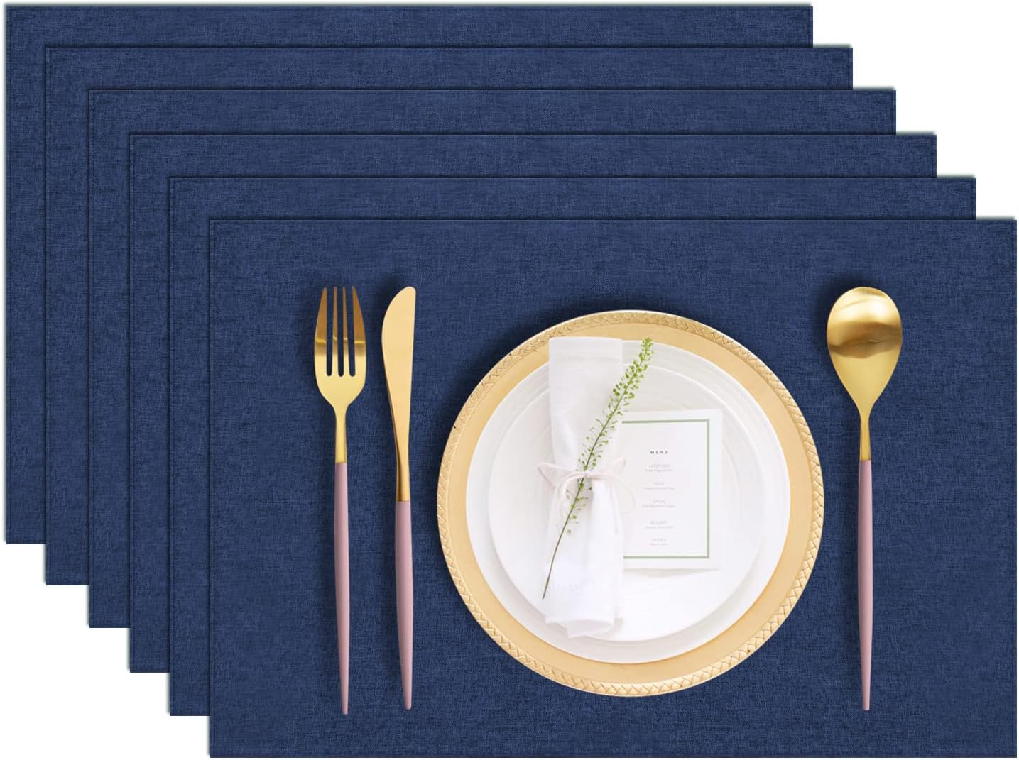 Cotton Linen Blend Cloth Placemats Set, Special Machine Washable Durable Placema...