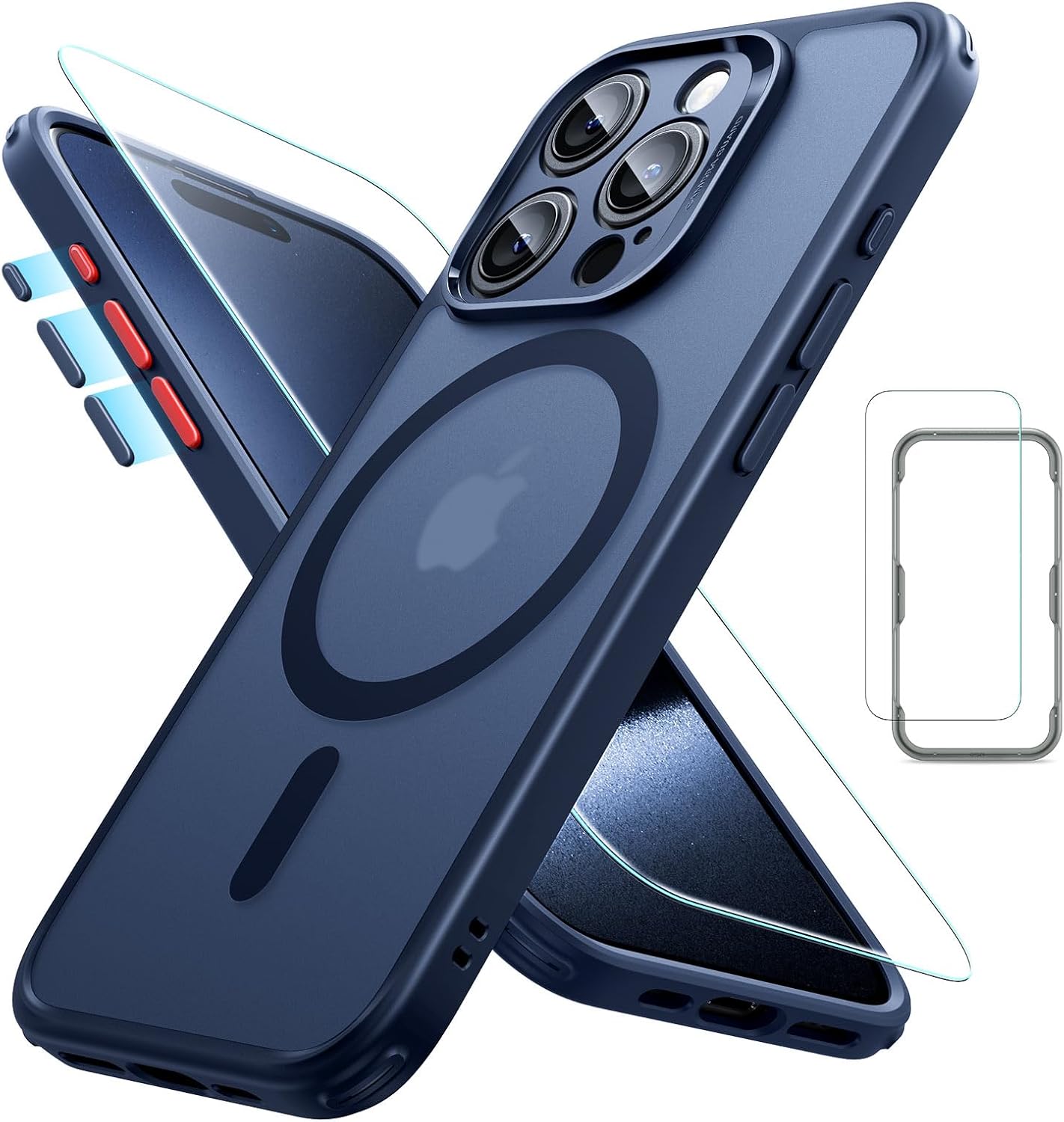 ESR for iPhone 15 Pro Max Case (5 in 1) Set, Translucent Matte Case with Screen...