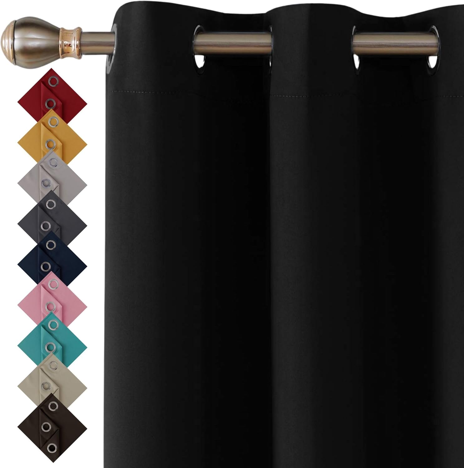 Thermal Insulated Curtains, Premium Blackout Ring Top Eyelet Curtains for Bedroo...
