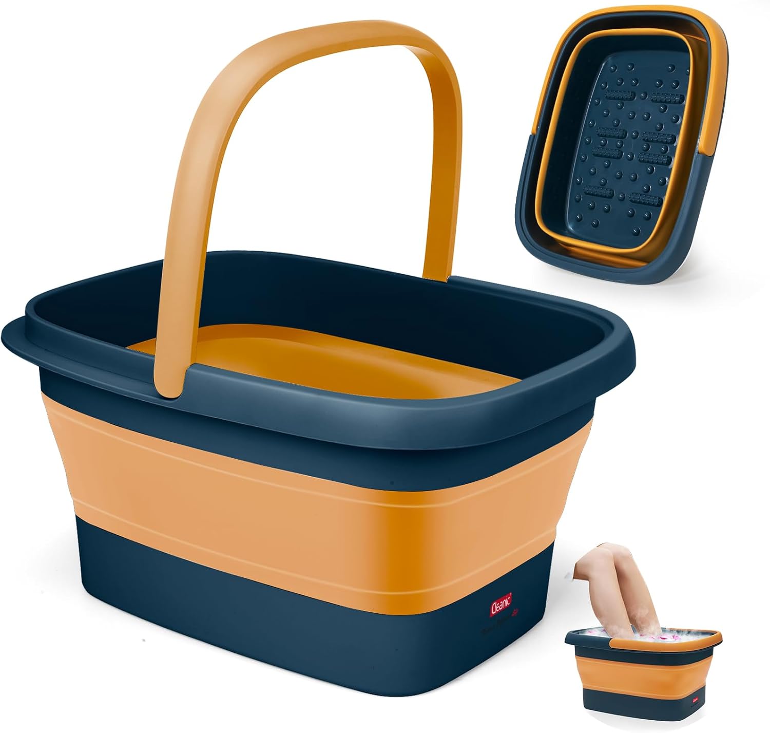 DEANIC Foot Spa, Foot Bath with Massager, Collapsible Pedicure Bowl with Carry H...