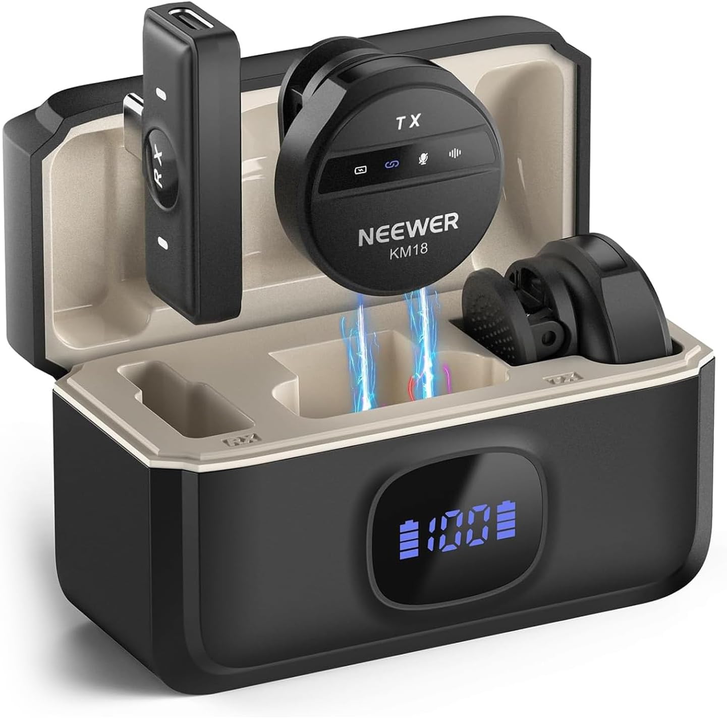 NEEWER Wireless Lavalier Microphone for USB C with Charging Case, Compatible wit...