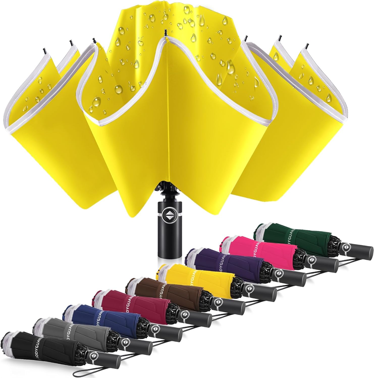 Bodyguard Inverted Umbrella, Innovative Windproof Umbrella for Rain, Large Susta...