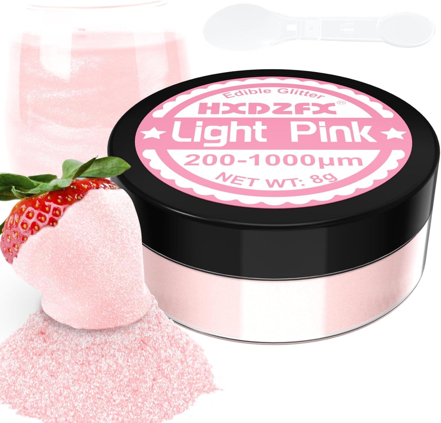 Light Pink Edible Glitter - 100% Edible Glitter for Drinks, Cake Decorations, Ch...