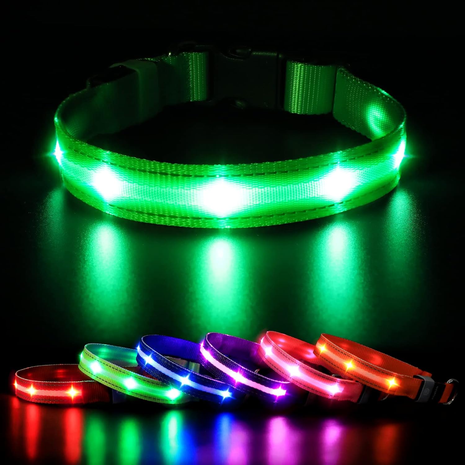 MASBRILL Light Up Dog Collar, Dog Collar Light for the Dark, Rechargeable LED Do...