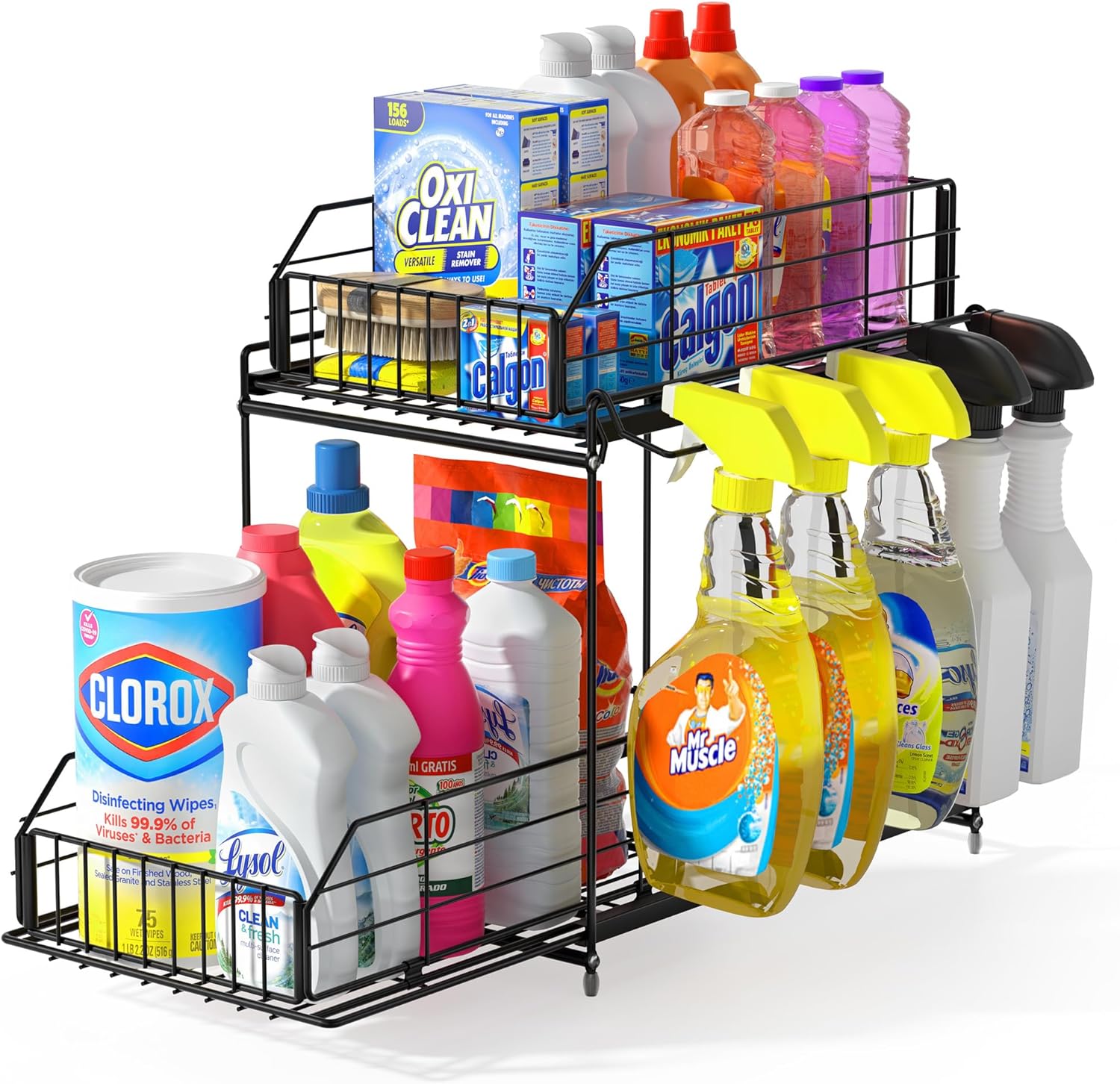 SUEH DESIGN Under Sink Organizer, 2 Tier Bathroom Cabinet Organizer Metal Kitche...