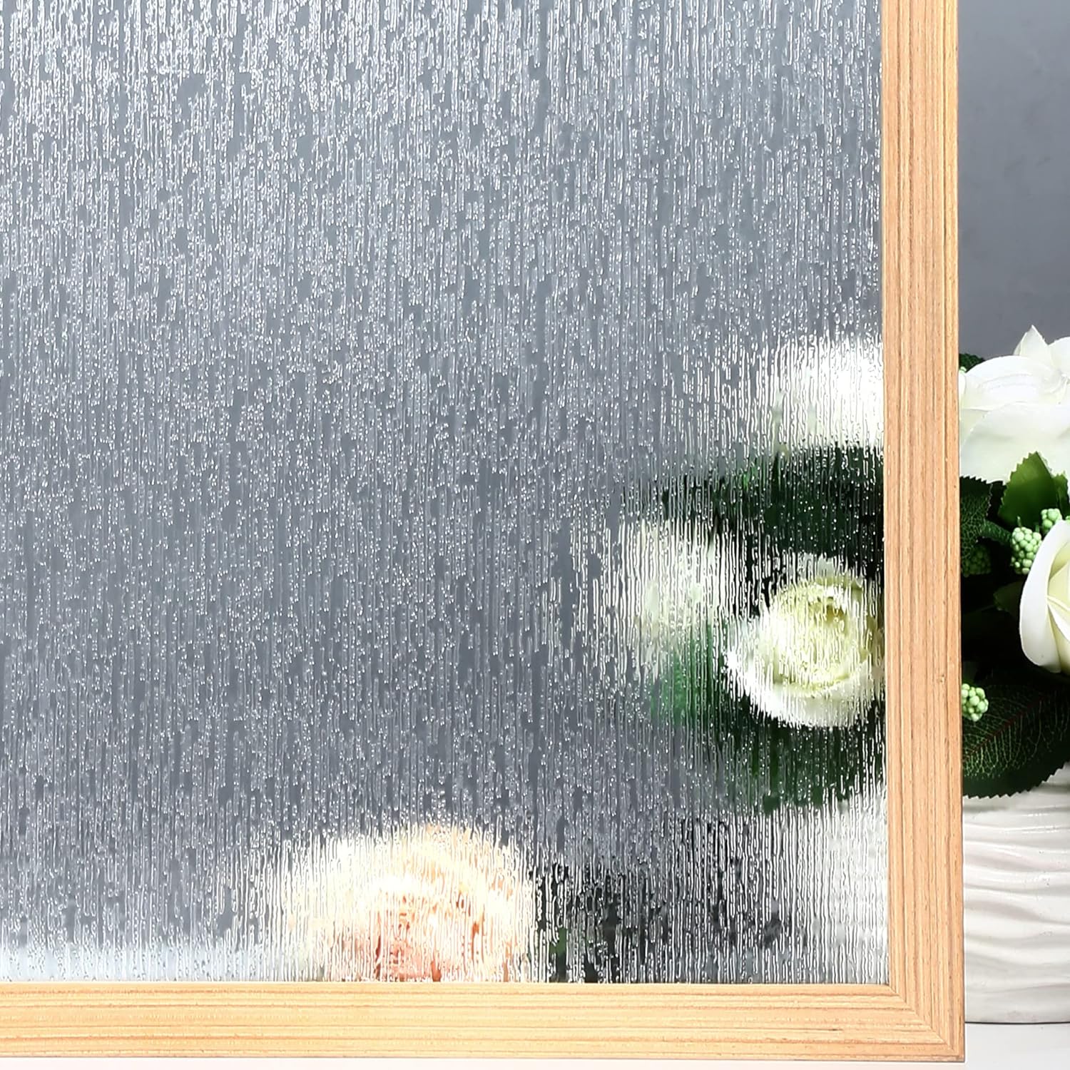 VELIMAX Rain Glass Window Film Privacy Static Window Clings Decorative Glass Sti...